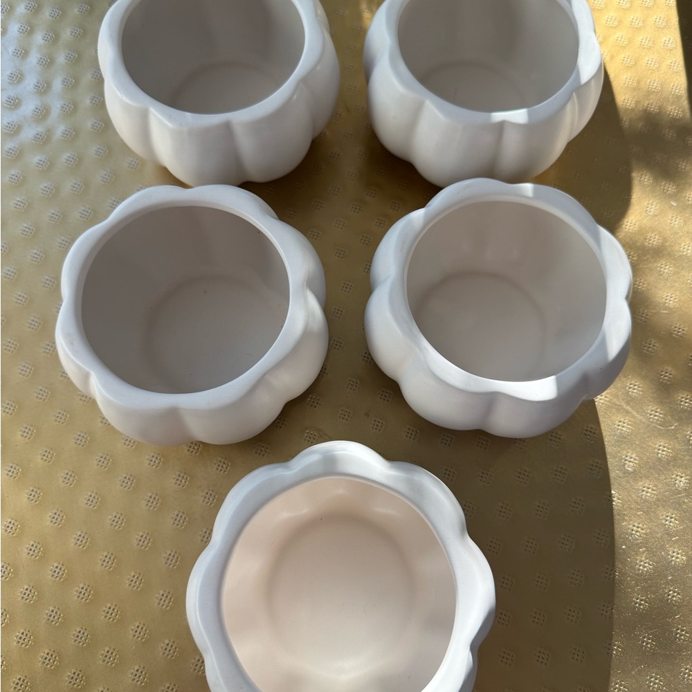 Set of White Ceramic Pumpkin Bowls